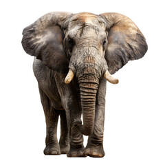 Fototapeta premium African elephant facing forward isolated on transparent background