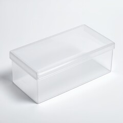 Minimalist transparent container presents in a clean and simple white background