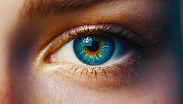 Close-up of a vibrant blue eye