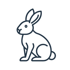 Simple Outline Icon of a Rabbit Sitting Profile View on White Background bunny hare