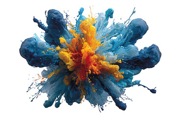 Explosion of Turquoise and Gold Paint Splatter on Black Backdrop Artistic Burst of Color Abstract Dynamic Splash Isolated Shot Isolated on Transparent Background