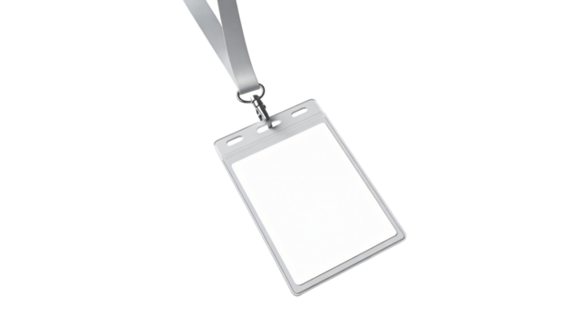 Blank identification badge on lanyard for professional use and access control