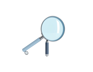 A cartoon magnifying glass with a clear lens on a black background