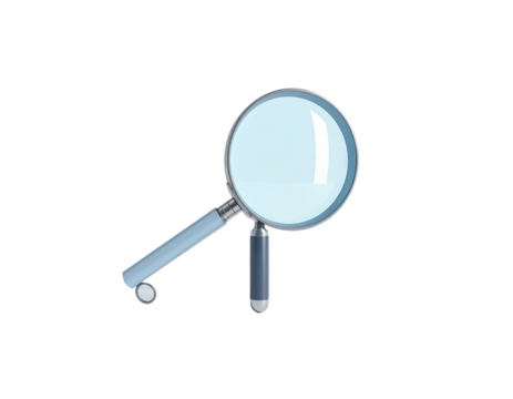 A cartoon magnifying glass with a clear lens on a black background