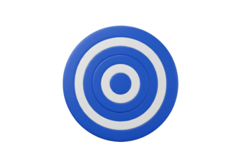 Isolated round target with concentric rings of white and blue color scheme for games