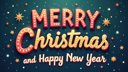 Colored text "MERRY CHRISTMAS AND HAPPY NEW YEAR"