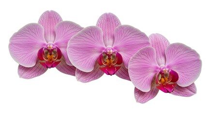 Fototapeta premium Three elegant pink orchids isolated on white background for design