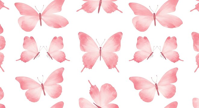 Watercolor butterflies pattern seamless design of pink insect illustrations