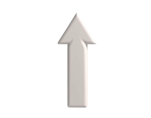 A 3D white arrow pointing upwards against a stark black background