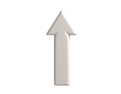 A 3D white arrow pointing upwards against a stark black background