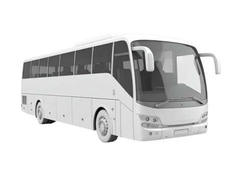 Modern white passenger bus, side view, clean design, clear windows, isolated - Powered by Adobe