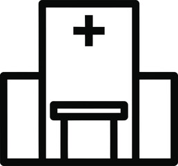 Obraz premium Simple line art icon of a hospital building with a cross