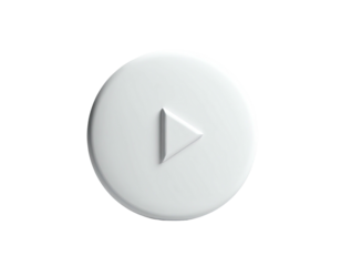A white, circular button with a raised triangle-shaped play icon on black
