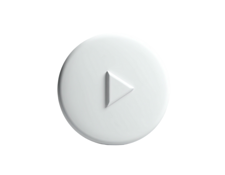A white, circular button with a raised triangle-shaped play icon on black