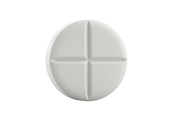 Isolated tablet with scored line detail offers pharmaceutical relief, medicine or health supplement