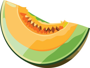 Fototapeta premium Cantaloupe Melon Slice with Visible Seeds cantaloupe, melon, slice, fruit, orange