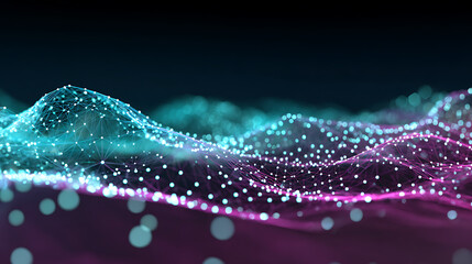 Stunning glowing network of interconnected nodes, ideal for futuristic tech, data science, or modern communication themes, captivating digital connection concept