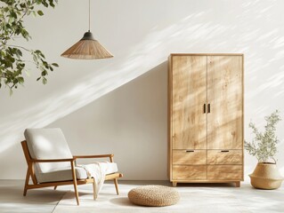 Cozy and modern living room with natural light, stylish furniture, and elegant decor in a serene setting