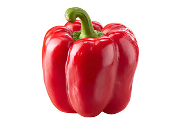 Red bell pepper vegetables isolated on transparent background, fresh ripe capsicum for cooking, salad, and healthy nutrition ingredient illustration

