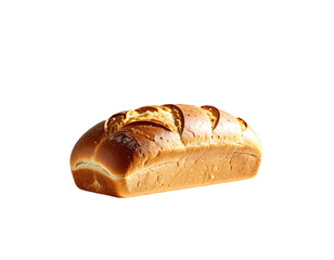 Golden brown loaf of bread with a sliced top against a black background