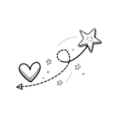 stag heart retro cartoon arrow  nature