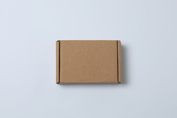 empty paper box with lid on white background, top view