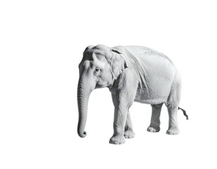 Obraz premium Monochrome image of an elephant isolated against a stark, black background