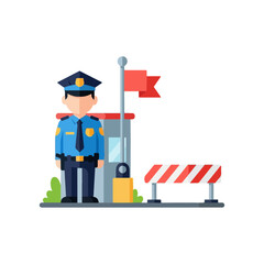 Security Guard at Checkpoint Illustration.