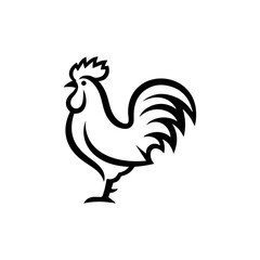 Stylized Rooster Icon Minimalist Line Art.