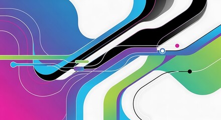 A vibrant abstract design featuring flowing lines and shapes in a spectrum of colors, creating a dynamic and modern aesthetic isolated on white background the composition is visually striking