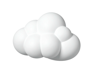3D rendering of a puffy white cloud on a black background, softly lit