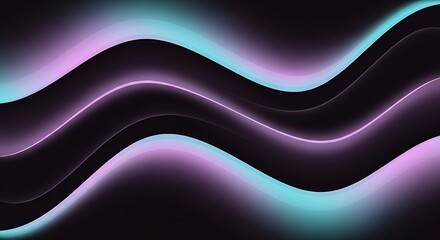 A mesmerizing abstract art piece featuring undulating waves of vibrant turquoise and soft lavender hues, creating a captivating visual symphony against a deep, dark backdrop