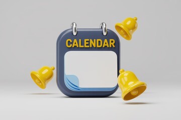 Calendar Icon with Bells Ringing - Schedule Alert Illustration