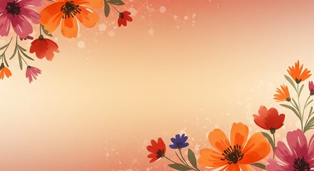 Obraz premium Watercolor floral background design with vibrant blossoms and copy space