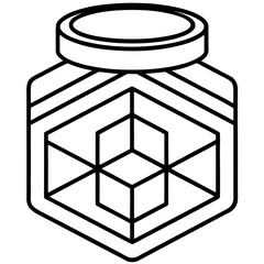 Geometric Hexagon Pattern Jar with Lid Outline Black and White Vector Illustration