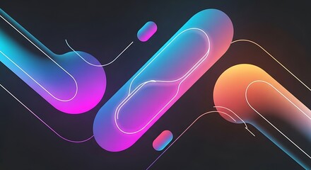 A mesmerizing display of abstract shapes in a gradient of vibrant colors, creating a dynamic and modern composition that captures the eye with its smooth transitions and playful forms