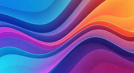 A vibrant and dynamic abstract background featuring flowing waves of color, blending seamlessly from deep blues and purples to warm oranges and yellows, creating a sense of movement and depth