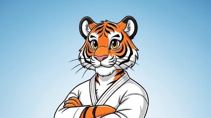 Animated Tiger Character Training in Martial Arts with Confidence and Precision
