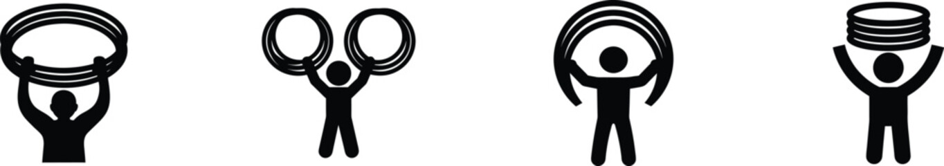 Silhouette worker lifting coil of plastic tubing industrial load carrier vector