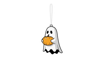 Spooky Ghostly Celebration: A cheerful animated ghost, playfully embracing an autumn pumpkin, evoking the spirit of Halloween.