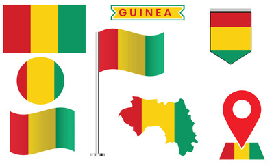Guinea Flag Vector Set Collection National Symbol Designs