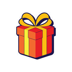 Minimalist Gift Box Icon | Flat Present Symbol for Birthday and Christmas