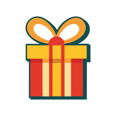 Minimalist Gift Box Icon | Flat Present Symbol for Birthday and Christmas