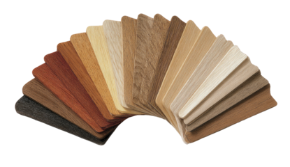 Wood laminate color swatches fanning out