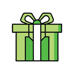 Minimalist Gift Box Icon | Flat Present Symbol for Birthday and Christmas