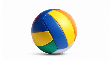 White and blue volleyball with curved panel design placed on clean surface for editorial sports equipment minimalist product showcase and athletic branding-themed visuals