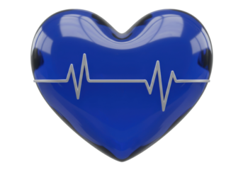 Isolated blue heart with heartbeat line design, medical or love health concept, cardiology care icon