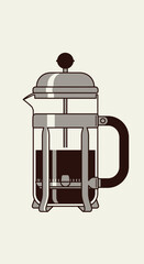 Fototapeta premium Glass coffee maker with dark liquid on a light background.