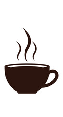 A dark cup with steam rising from it.