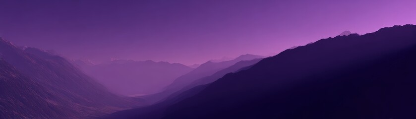 Fototapeta premium Majestic Mountain Landscape at Twilight with Layered Mountain Ranges and Vibrant Purple Sky Atmosphere Scene